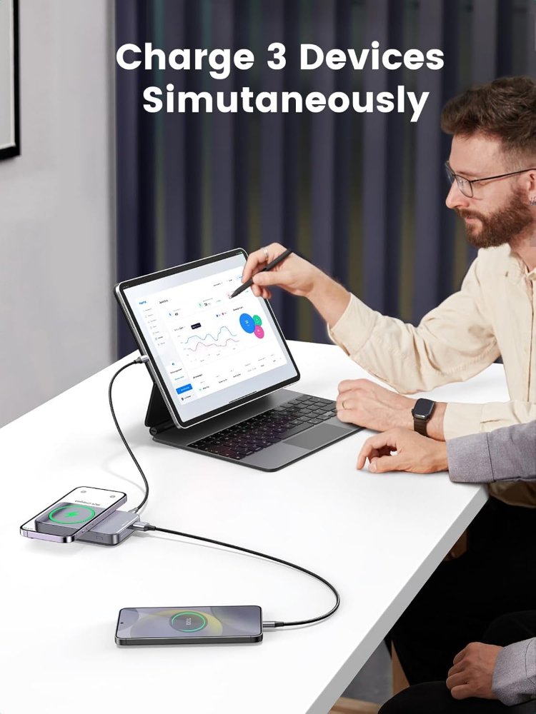 UGREEN 10,000mAh Magnetic Power Bank ,Wireless Portable Charger PD 20W Fast Charging with Foldable Stand Magsafe-Compatible for iPhone 16/15/15 Pro/15 Pro Max/14/13/12 Series -SPACE GREY