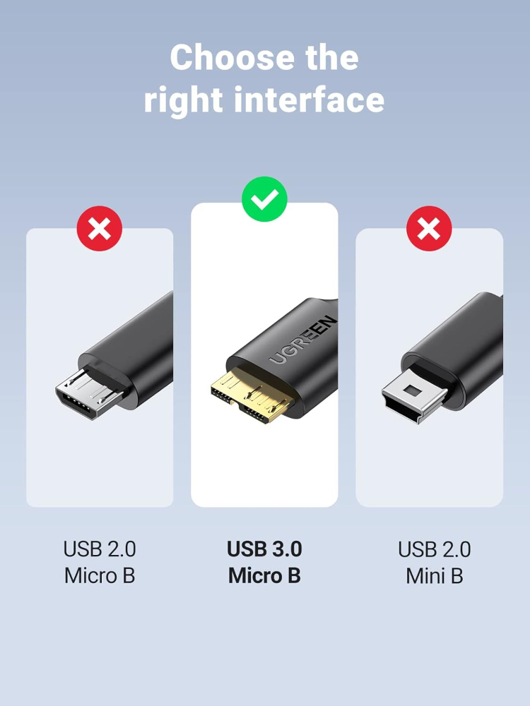 UGREEN USB-A 3.0 to Micro USB 3.0 Cable 1M (Black)