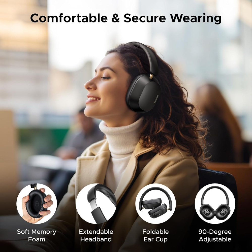 UGREEN Wireless Headphones Hybrid Active Noise Cancelling Bluetooth 5.4 ANC Over Ear Earphone with Hi-Res LDAC & Spatial Sound