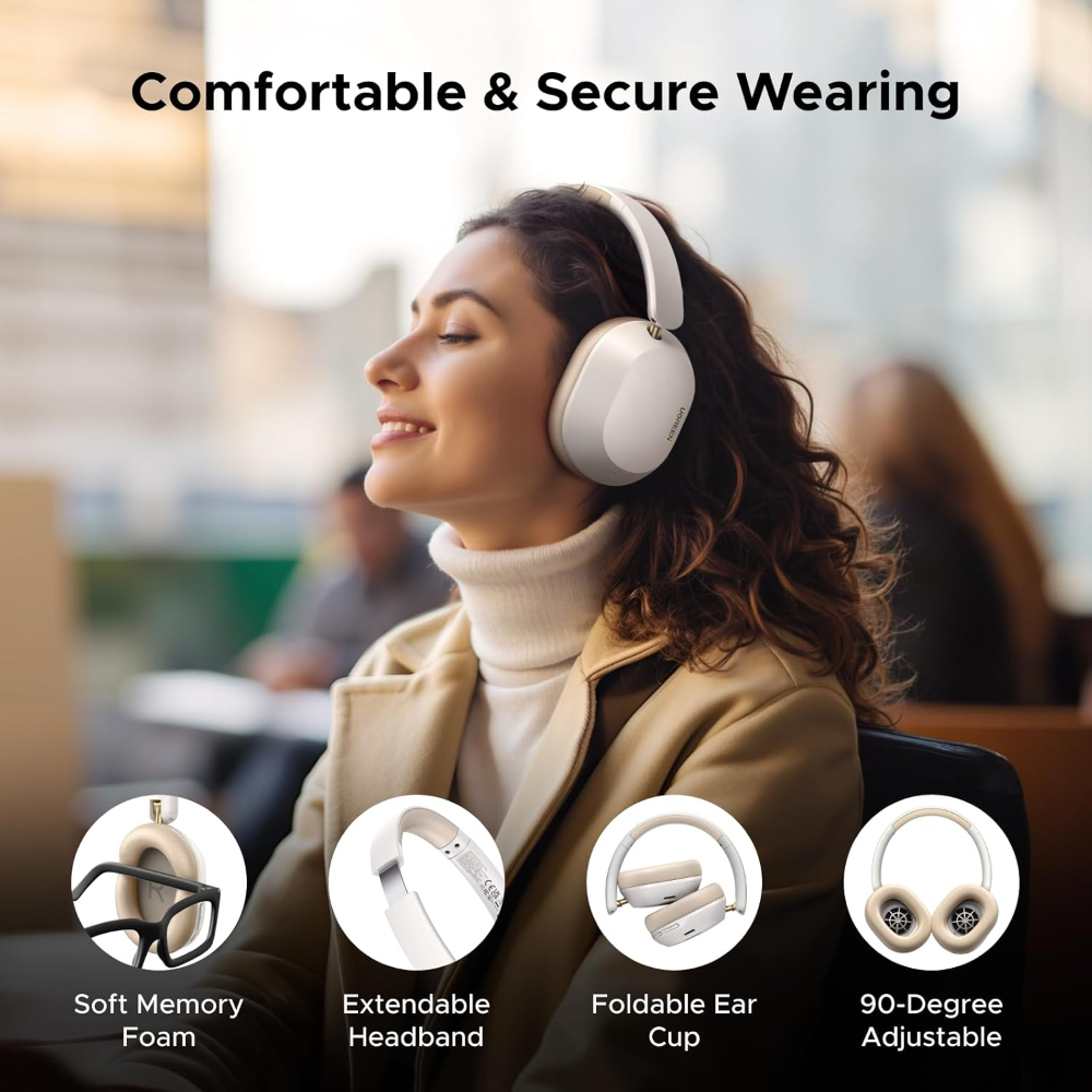 UGREEN Wireless Headphones Hybrid Active Noise Cancelling Bluetooth 5.4 ANC Over Ear Earphone with Hi-Res LDAC & Spatial Sound,Big Bass,EQ in App,75H Playtime