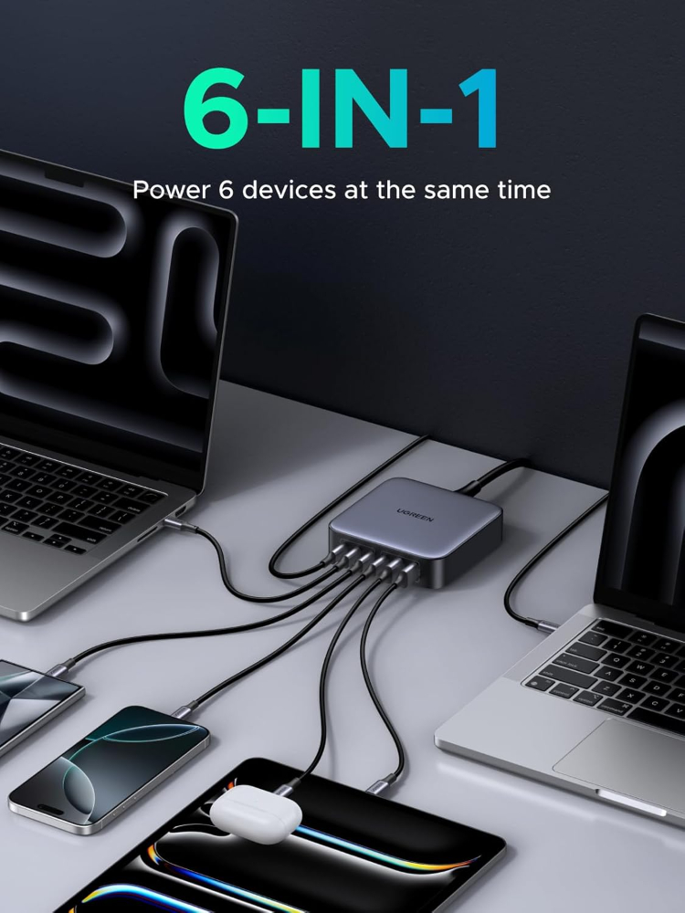 UGREEN Nexode 200W GaN USB C Charging Station, 6-Port Desktop Charger