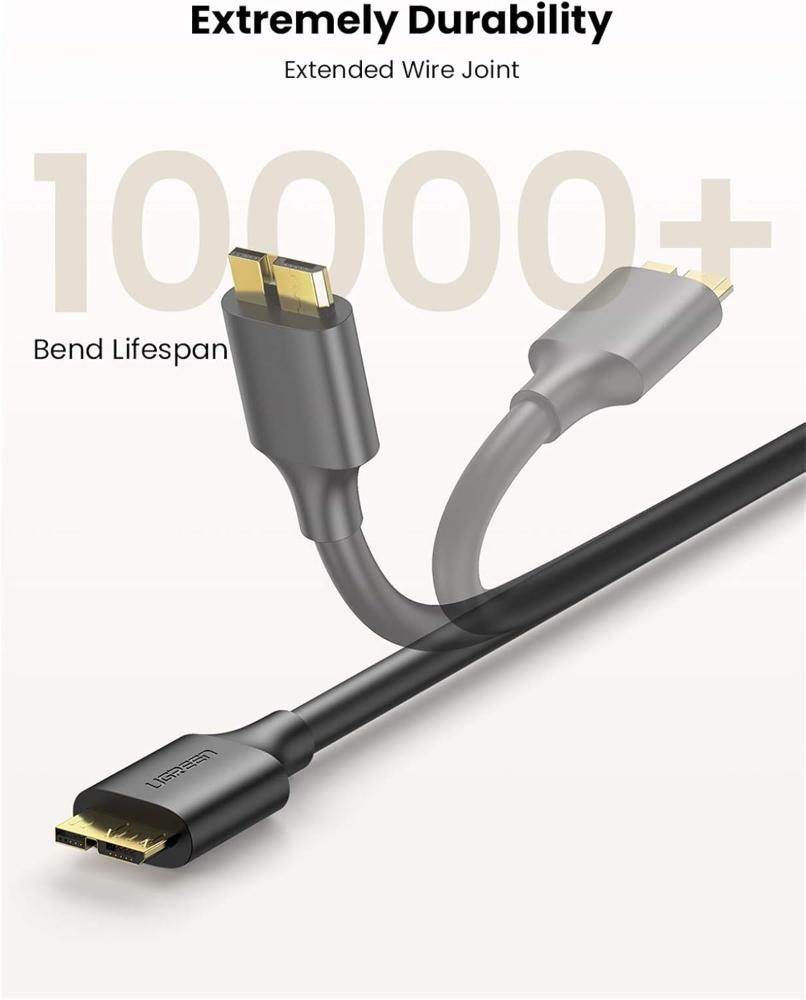 UGREEN USB-A 3.0 to Micro USB 3.0 Male Cable (0.5m, Black)