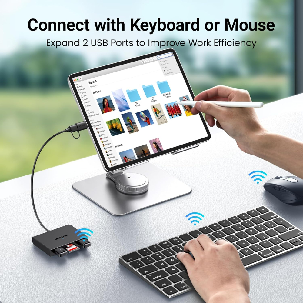 UGREEN 4 in 1 SD Card Reader USB C & OTG Adapter with SD, TF Card Slots and 2 USB 3.0 Ports 5Gbps
