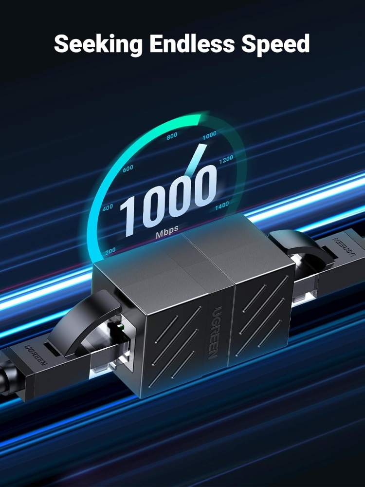 UGREEN RJ45 Network Keystone Jack Inline Coupler Female to Female (Black)