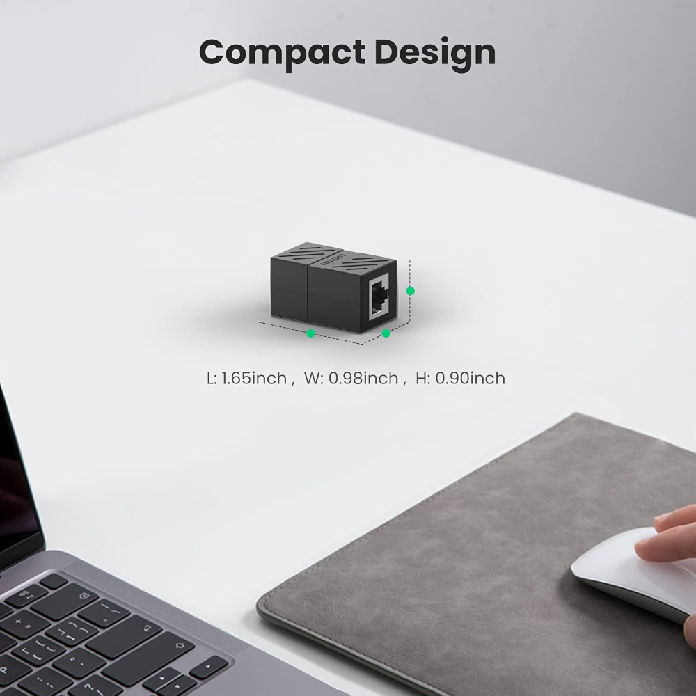 UGREEN RJ45 Network Keystone Jack Inline Coupler Female to Female (Black)