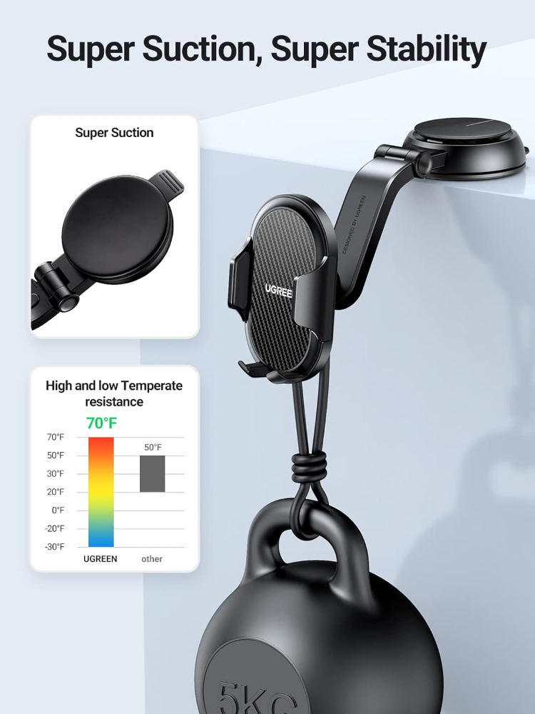 UGREEN Car Phone Holder for Dashboard Adjustable Car Mobile Mount Cradle