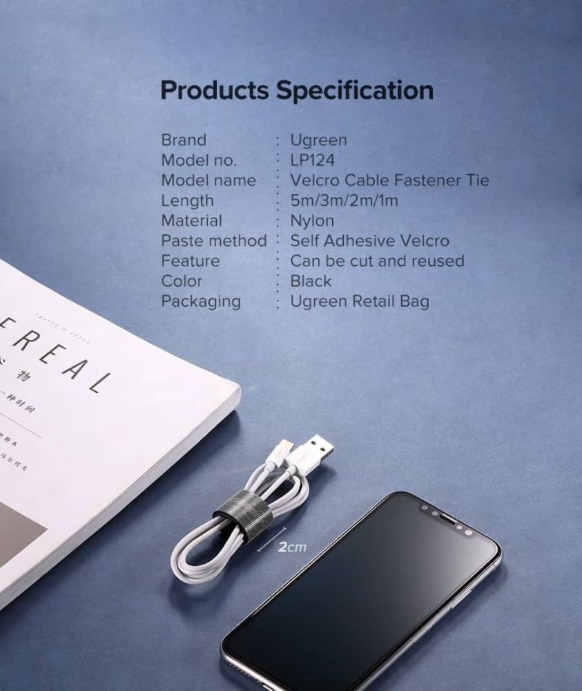 UGREEN 5M Adjustable Cable Organizer Straps