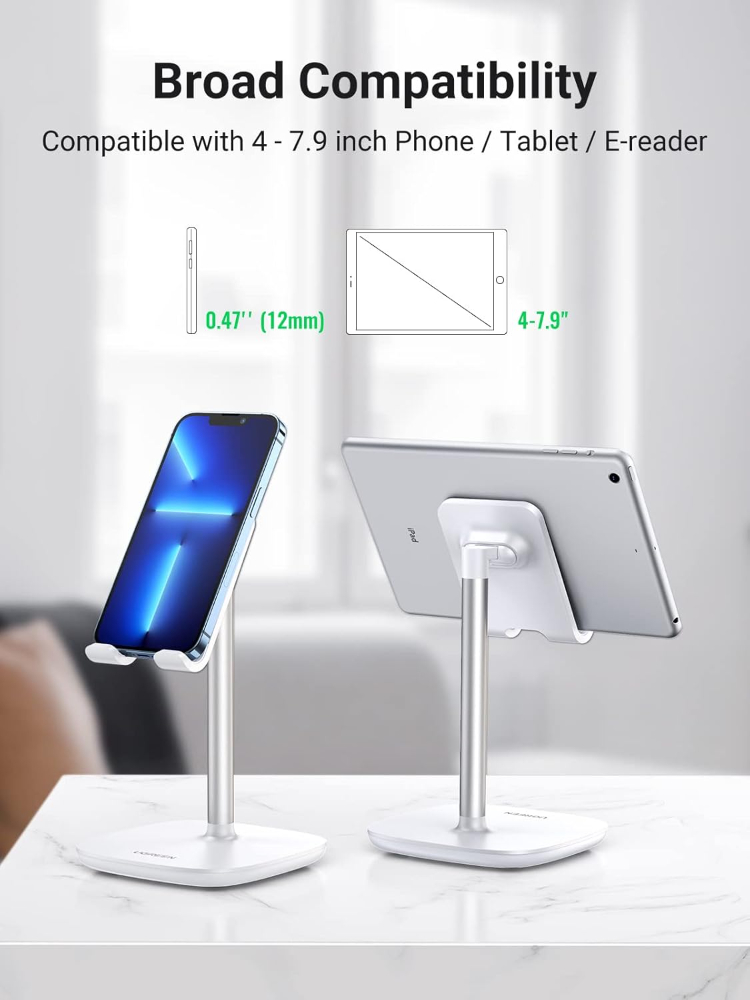 UGREEN Phone Holder, Metal 5°~45° Muti-Angle Adjustable Desk Phone Holder Tablet