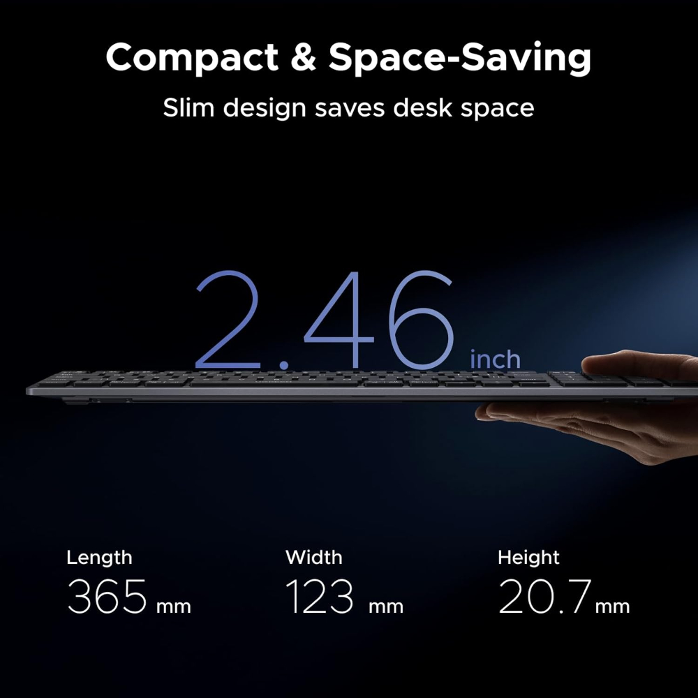 UGREEN Wireless Keyboard, Bluetooth Keyboard with UK Layout, Mini and Rechargeable Ergonomic Keyboard, BT5.4 &2.4GHz