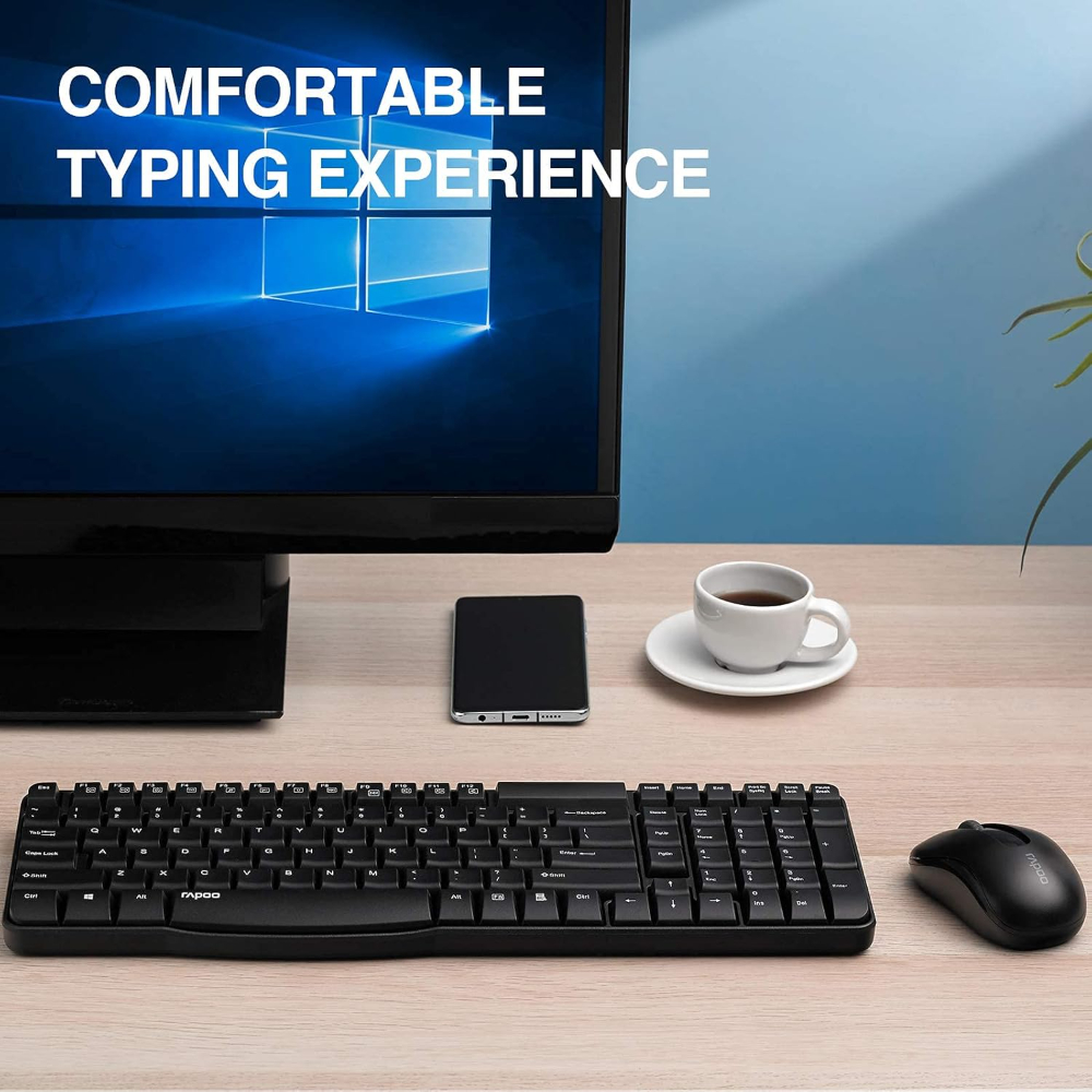 Rapoo Wireless Optical Keyboard Mouse Combo, Black