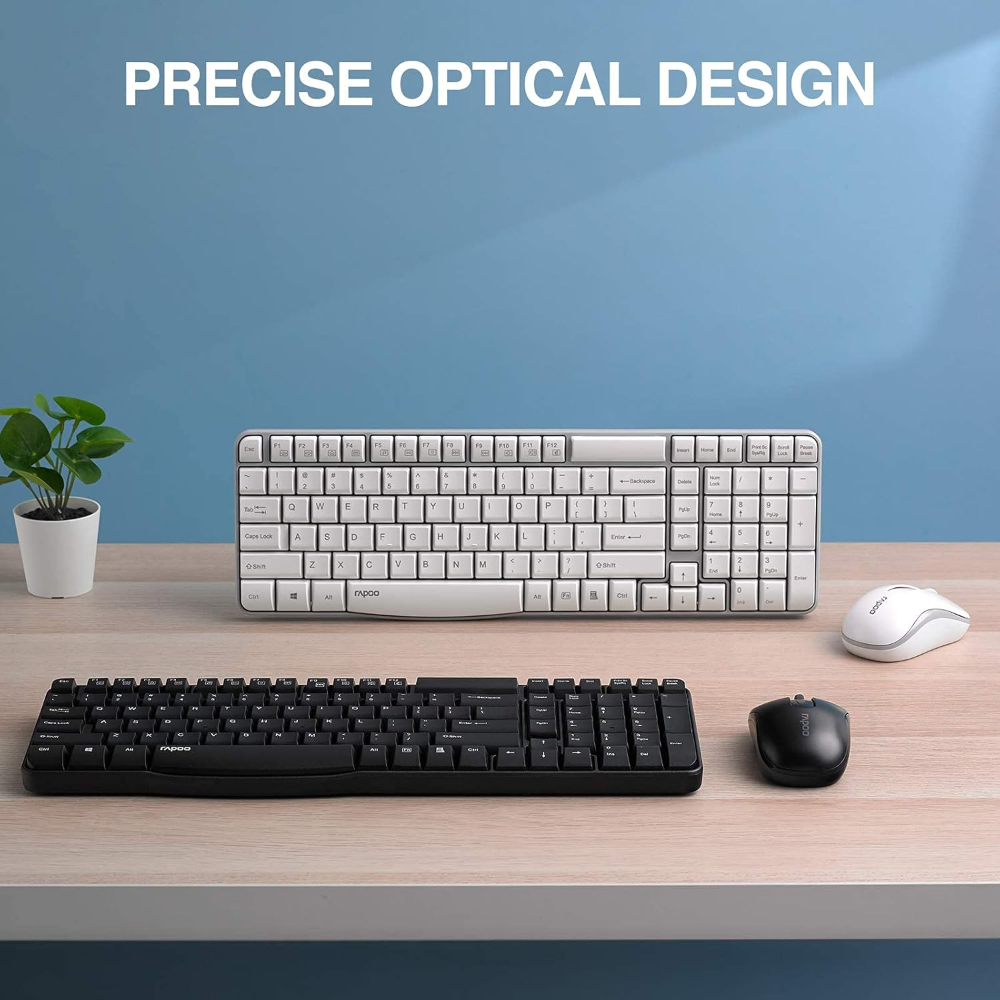 Rapoo Wireless Optical Keyboard Mouse Combo, Black