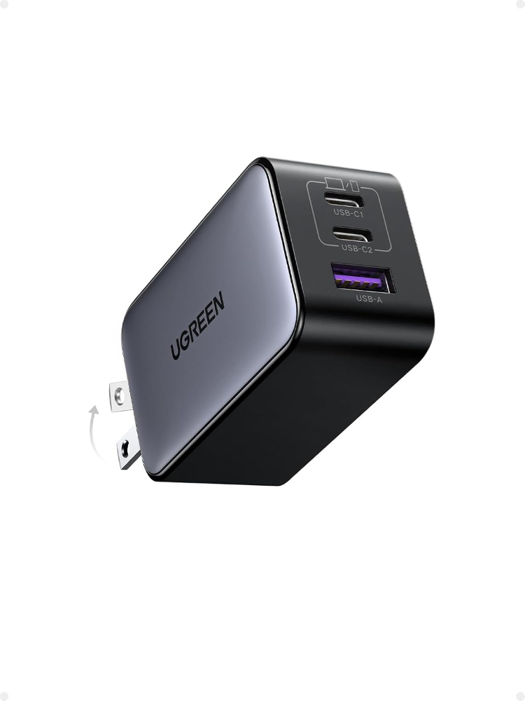 UGREEN GaN Fast Charger 65W 3-Port 2 USB-C+1 USB-A Power Adapter | Charges MacBook,Laptop,iPhone and Samsung Simultaneously,for Travel and Desk
