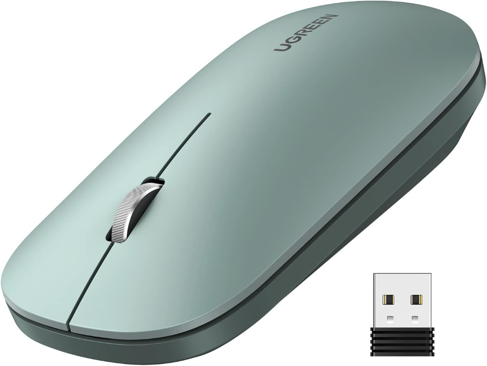 UGREEN Portable Wireless Mouse Slim 2.4G Cordless with Silent Clicks (Green) | Works with Laptop and PC,Nano USB Receiver,for Travel and Office