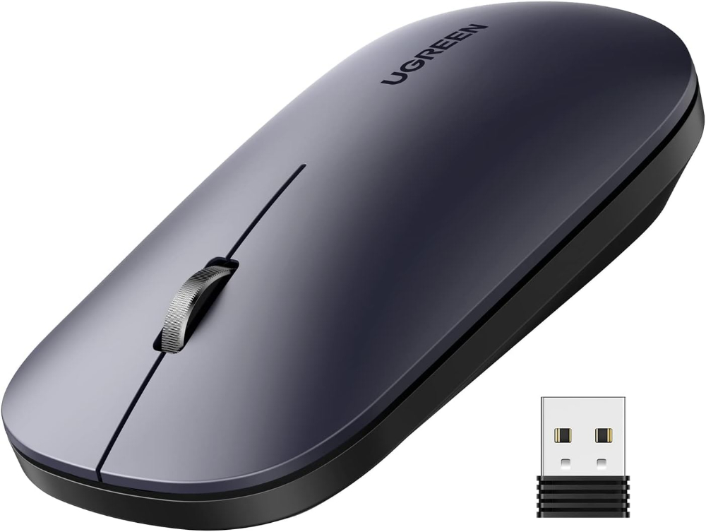 UGREEN Portable Wireless Mouse Slim 2.4G Cordless with Silent Clicks (Black) | Works with Laptop and PC,Nano USB Receiver,for Travel and Office